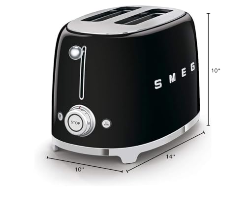 SMEG 2 Slice Toaster with 6 Presets and Defrost Function and Removable Crumb Tray (Cream)