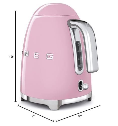 SMEG 50's Retro Style Electric Water Kettle with Automatic Shutoff, Removable Base, and Water Indicator, KLF03PBUS, Pastel Blue