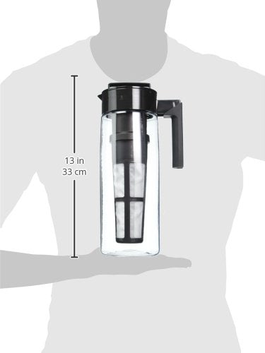 Takeya Patented Deluxe Cold Brew Coffee Maker with Black Lid Airtight Pitcher, 1 Quart, Black