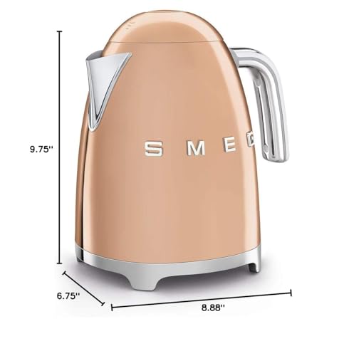 SMEG 50's Retro Style Electric Water Kettle with Automatic Shutoff, Removable Base, and Water Indicator, KLF03PBUS, Pastel Blue