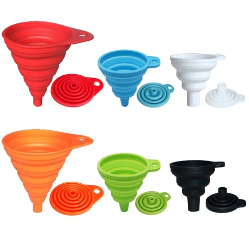 KongNai Kitchen Funnel Set 4 Pack, Small and Large, Kitchen Gadgets Accessories Foldable Silicone Collapsible Funnels for Filling Water Bottle Liquid Transfer Food Grade