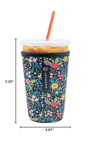 Sok It Java Sok Iced Coffee & Cold Soda Insulated Neoprene Cup Sleeve (English Garden Picnic, Medium: 22-28oz)