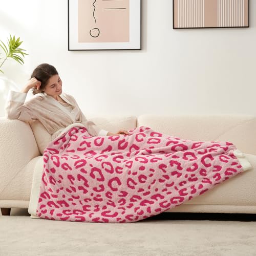 Snuggle Sac Leopard Throw Blanket for Couch Bed Sofa 50x60 inches, Reversible Beige Leopard Blanket Ultra Soft Cozy Blankets for Women Mothers Birthday Gifts