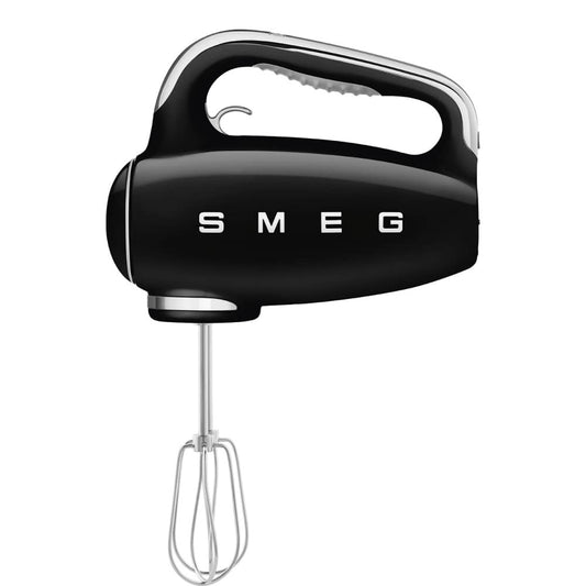 SMEG Black 50's Retro Style Electric Hand Mixer with Set of Beaters, Set of Dough Hooks and Set of Whisks