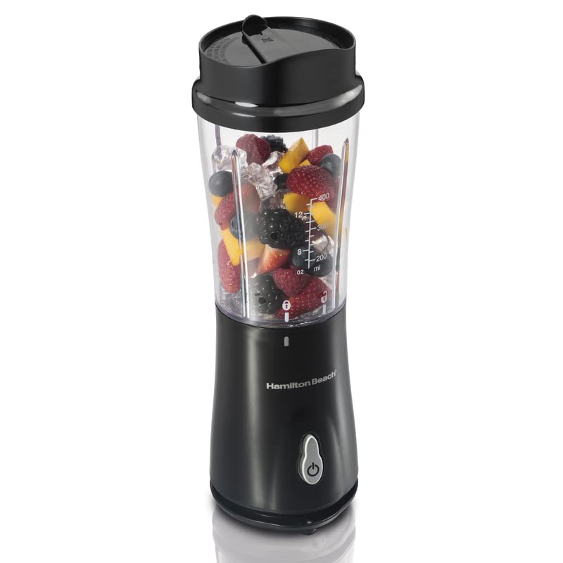 Hamilton Beach Portable Blender for Shakes and Smoothies with 14 Oz BPA Free Travel Cup and Lid, Durable Stainless Steel Blades for Powerful Blending Performance, Coral (51171)