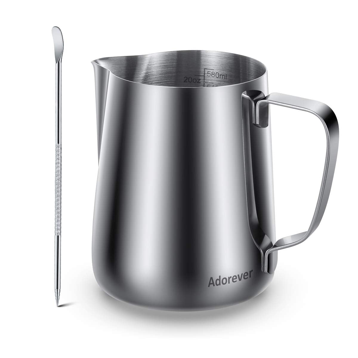 Milk Frothing Pitcher 350ml/600ml/900ml/1500ml (12oz/20oz/32oz/50oz) Steaming Pitchers Stainless Steel Milk/Coffee/Cappuccino/Latte Art Barista Steam Pitchers Milk Jug Cup with Art Pen,12oz