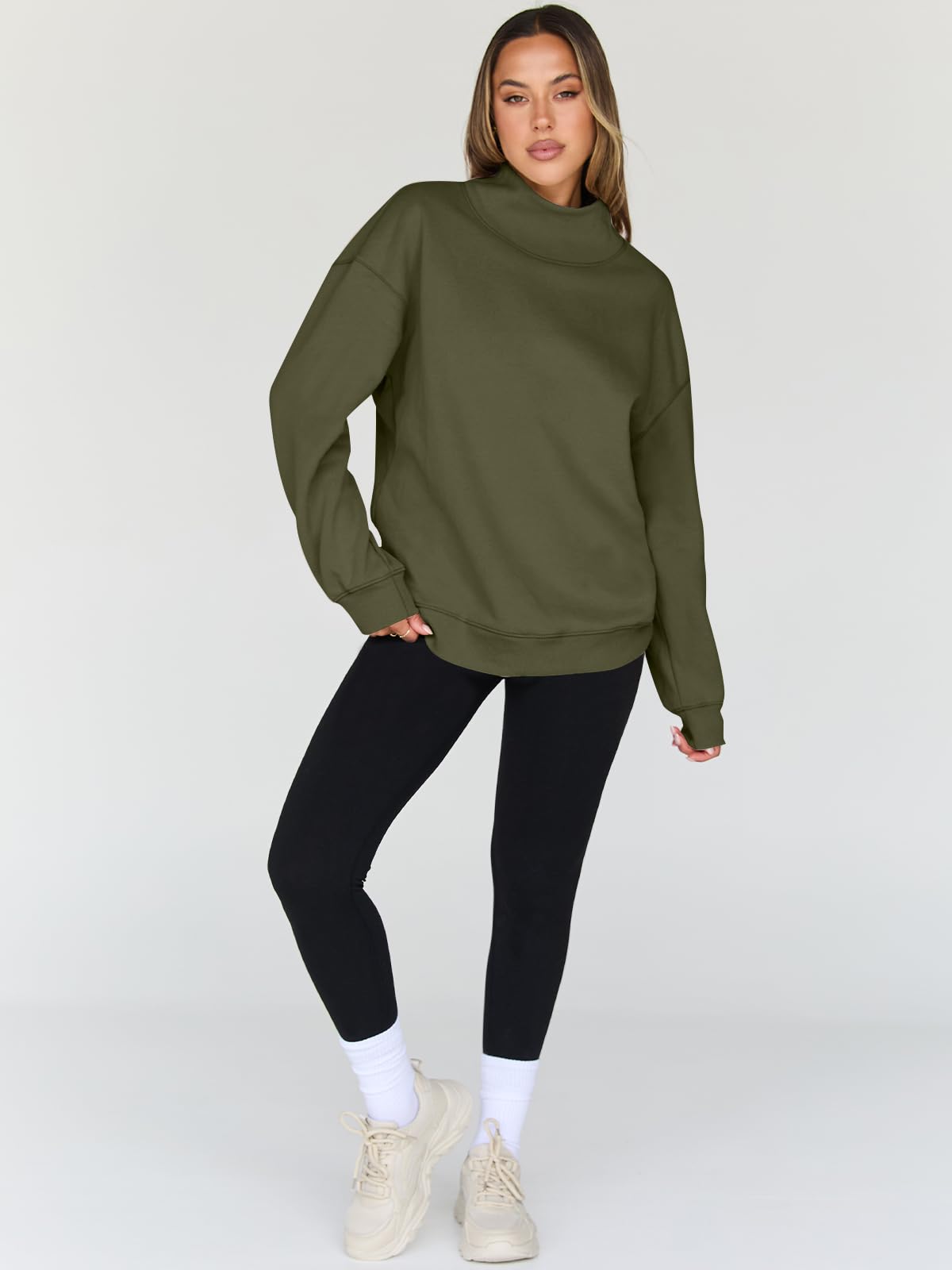 Trendy Queen Womens Oversized Sweatshirts Turtleneck Pullover Long Sleeve Hoodies Tops Fall Fashion Outfits 2025 Clothes