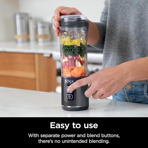 Ninja Blast Portable Blender, Cordless, 18oz. Vessel, Personal Blender For-Shakes and Smoothies, BPA Free, Leakproof-Lid and Sip Spout, USB-C Rechargeable, Dishwasher Safe Parts, Denim Blue, BC151ND