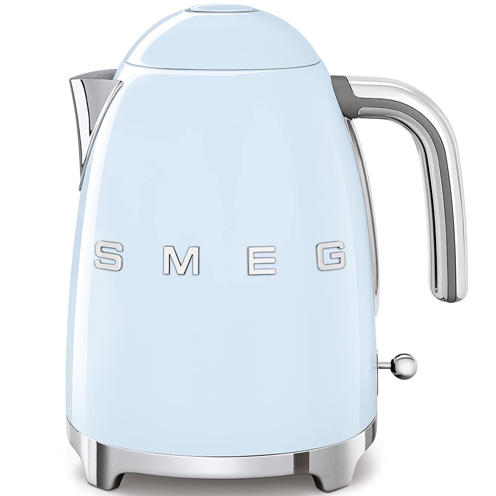 SMEG 50's Retro Style Electric Water Kettle with Automatic Shutoff, Removable Base, and Water Indicator, KLF03PBUS, Pastel Blue