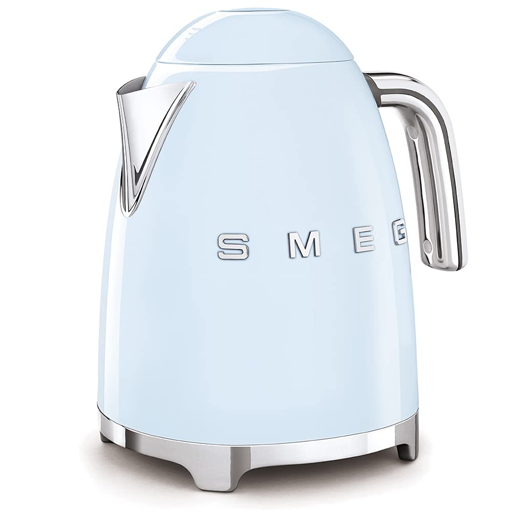 SMEG 50's Retro Style Electric Water Kettle with Automatic Shutoff, Removable Base, and Water Indicator, KLF03PBUS, Pastel Blue