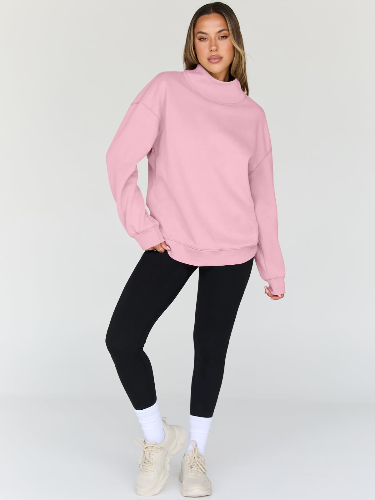 Trendy Queen Womens Oversized Sweatshirts Turtleneck Pullover Long Sleeve Hoodies Tops Fall Fashion Outfits 2025 Clothes