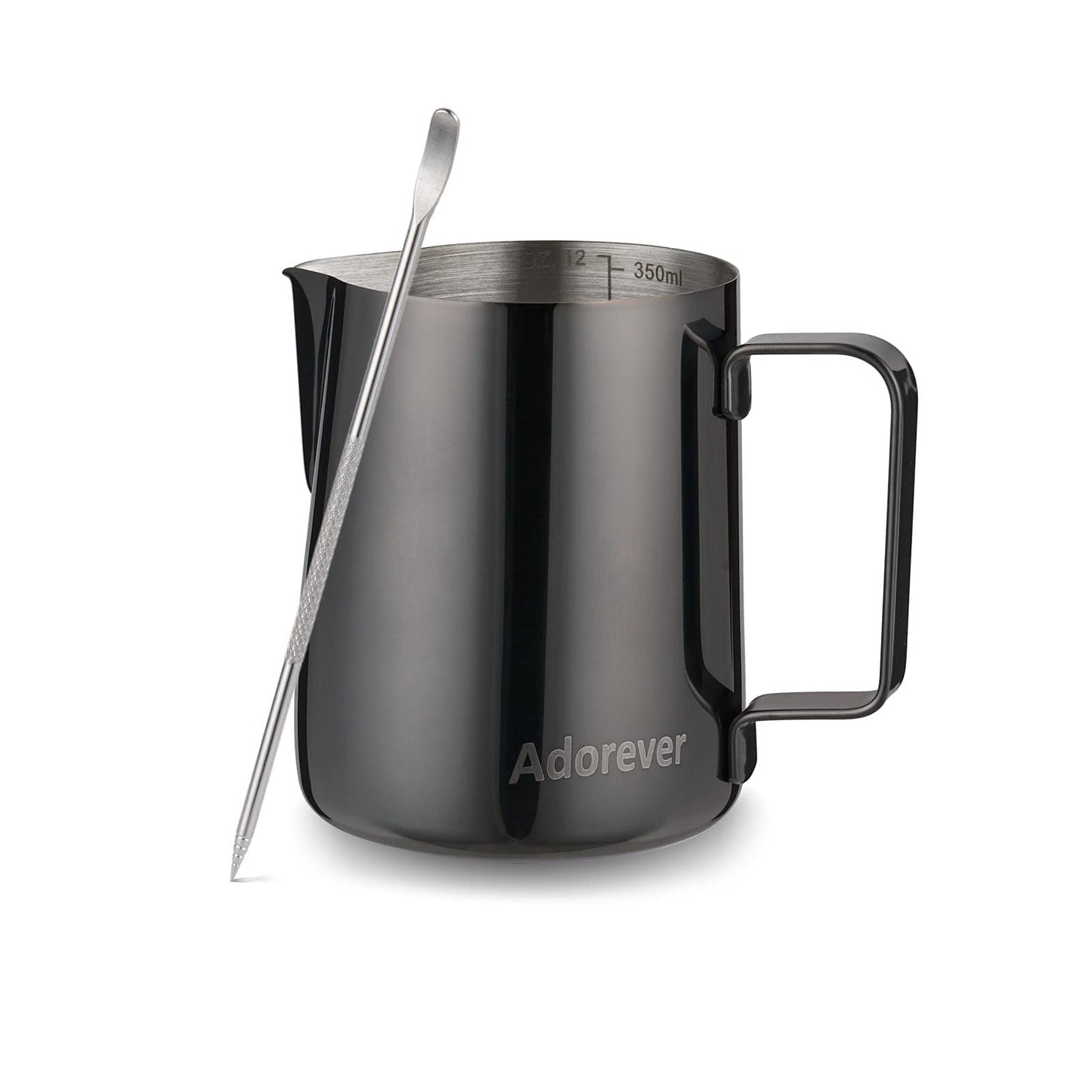 Milk Frothing Pitcher 350ml/600ml/900ml/1500ml (12oz/20oz/32oz/50oz) Steaming Pitchers Stainless Steel Milk/Coffee/Cappuccino/Latte Art Barista Steam Pitchers Milk Jug Cup with Art Pen,12oz