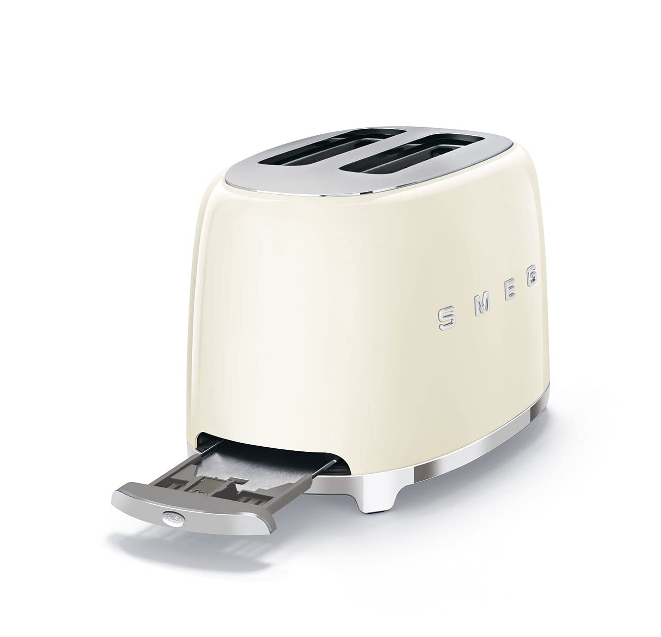 SMEG 2 Slice Toaster with 6 Presets and Defrost Function and Removable Crumb Tray (Cream)