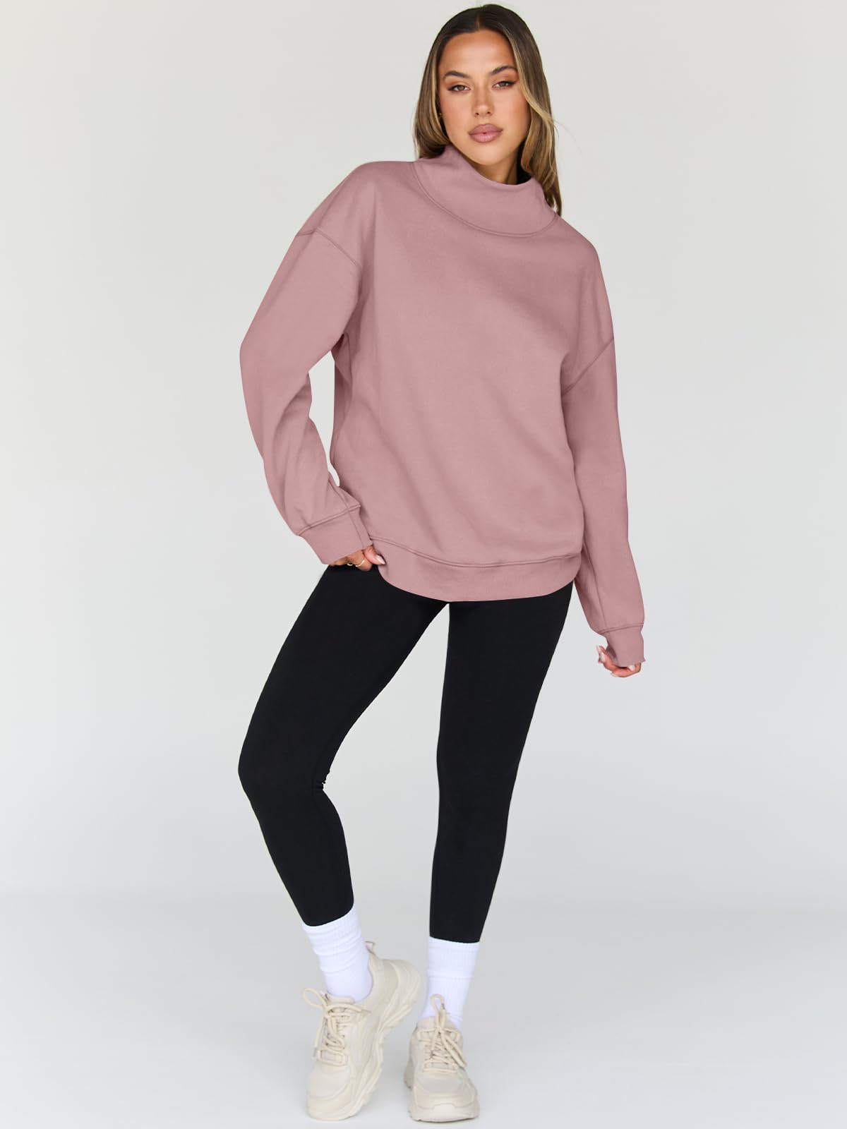 Trendy Queen Womens Oversized Sweatshirts Turtleneck Pullover Long Sleeve Hoodies Tops Fall Fashion Outfits 2025 Clothes