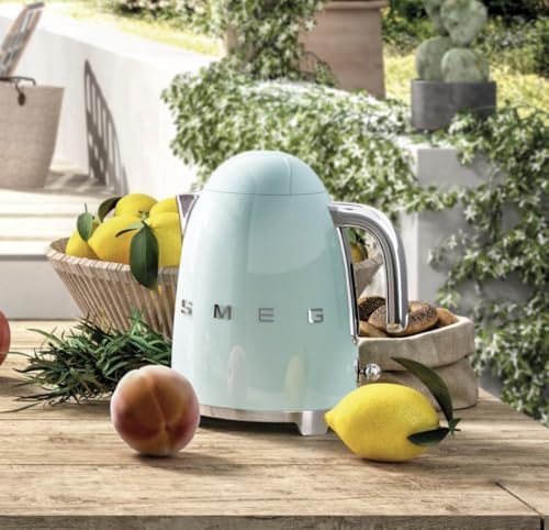 SMEG 50's Retro Style Electric Water Kettle with Automatic Shutoff, Removable Base, and Water Indicator, KLF03PBUS, Pastel Blue