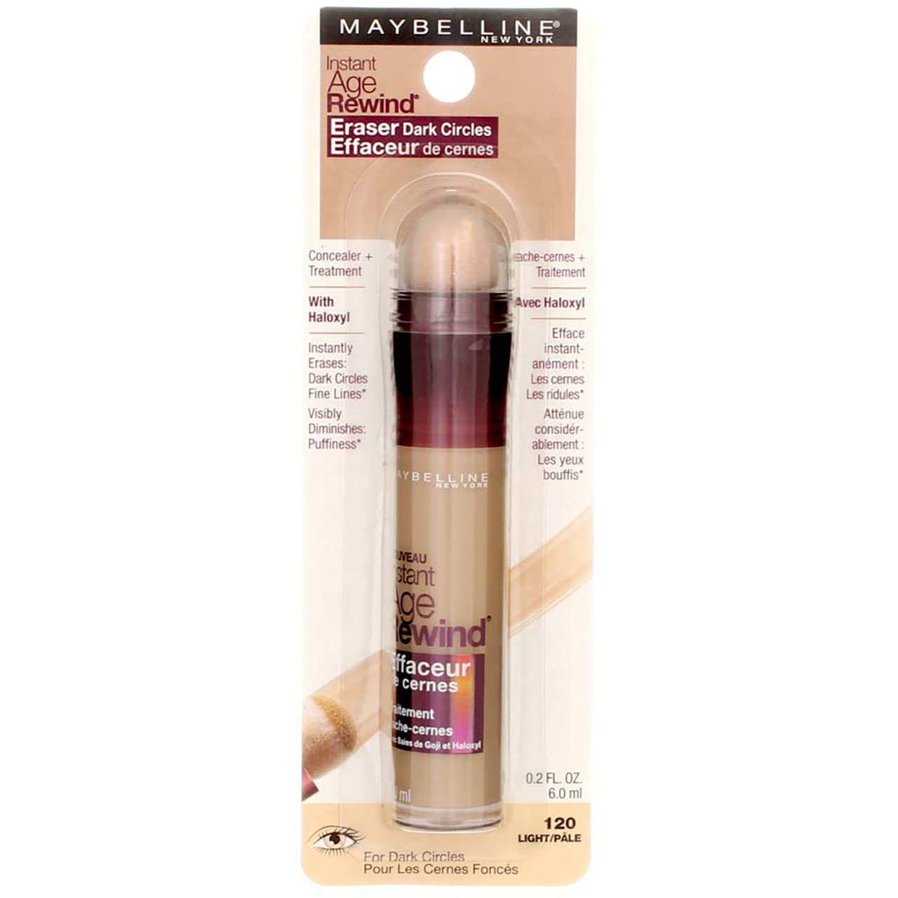 Maybelline Instant Age Rewind Eraser Dark Circles Treatment Multi-Use Concealer, 110, 1 Count (Packaging May Vary)