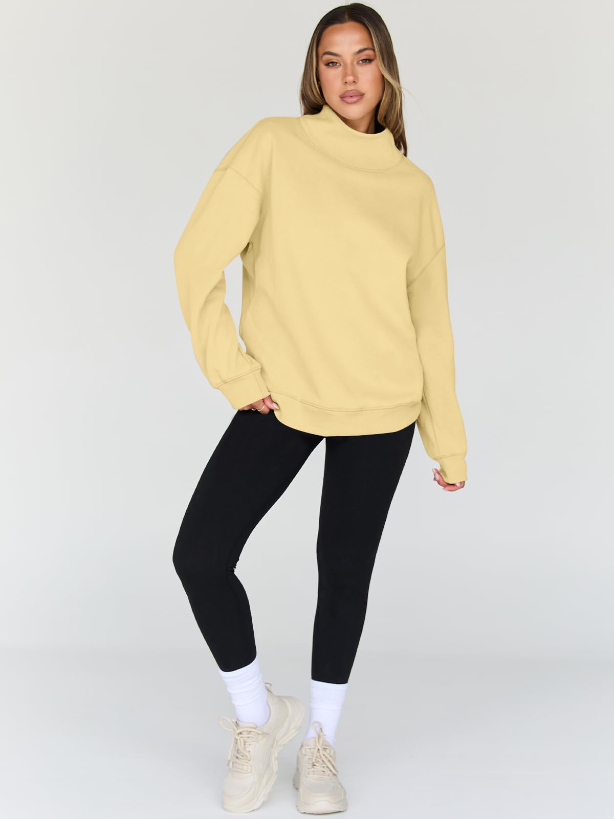 Trendy Queen Womens Oversized Sweatshirts Turtleneck Pullover Long Sleeve Hoodies Tops Fall Fashion Outfits 2025 Clothes