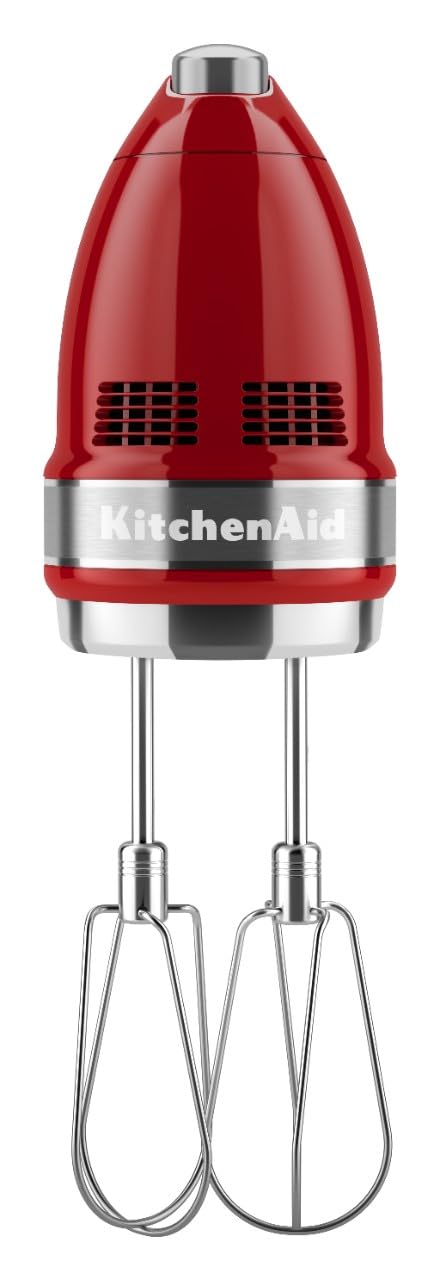 KitchenAid 9-Speed Digital Hand Mixer with Turbo Beater II Accessories and Pro Whisk - Candy Apple Red