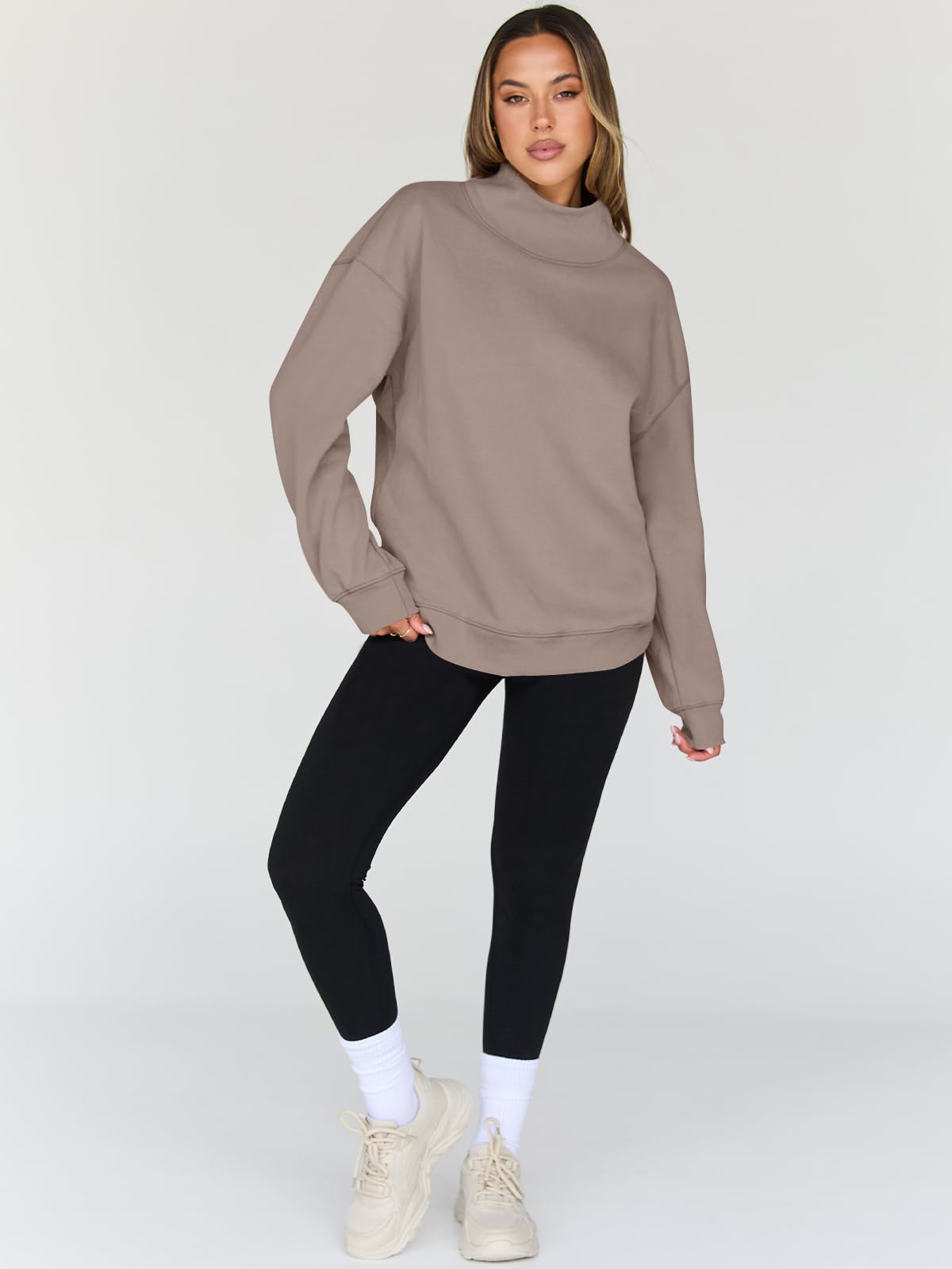 Trendy Queen Womens Oversized Sweatshirts Turtleneck Pullover Long Sleeve Hoodies Tops Fall Fashion Outfits 2025 Clothes