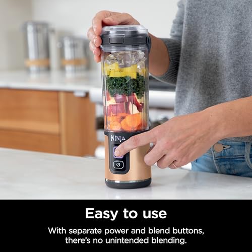 Ninja Blast Portable Blender, Cordless, 18oz. Vessel, Personal Blender For-Shakes and Smoothies, BPA Free, Leakproof-Lid and Sip Spout, USB-C Rechargeable, Dishwasher Safe Parts, Denim Blue, BC151ND