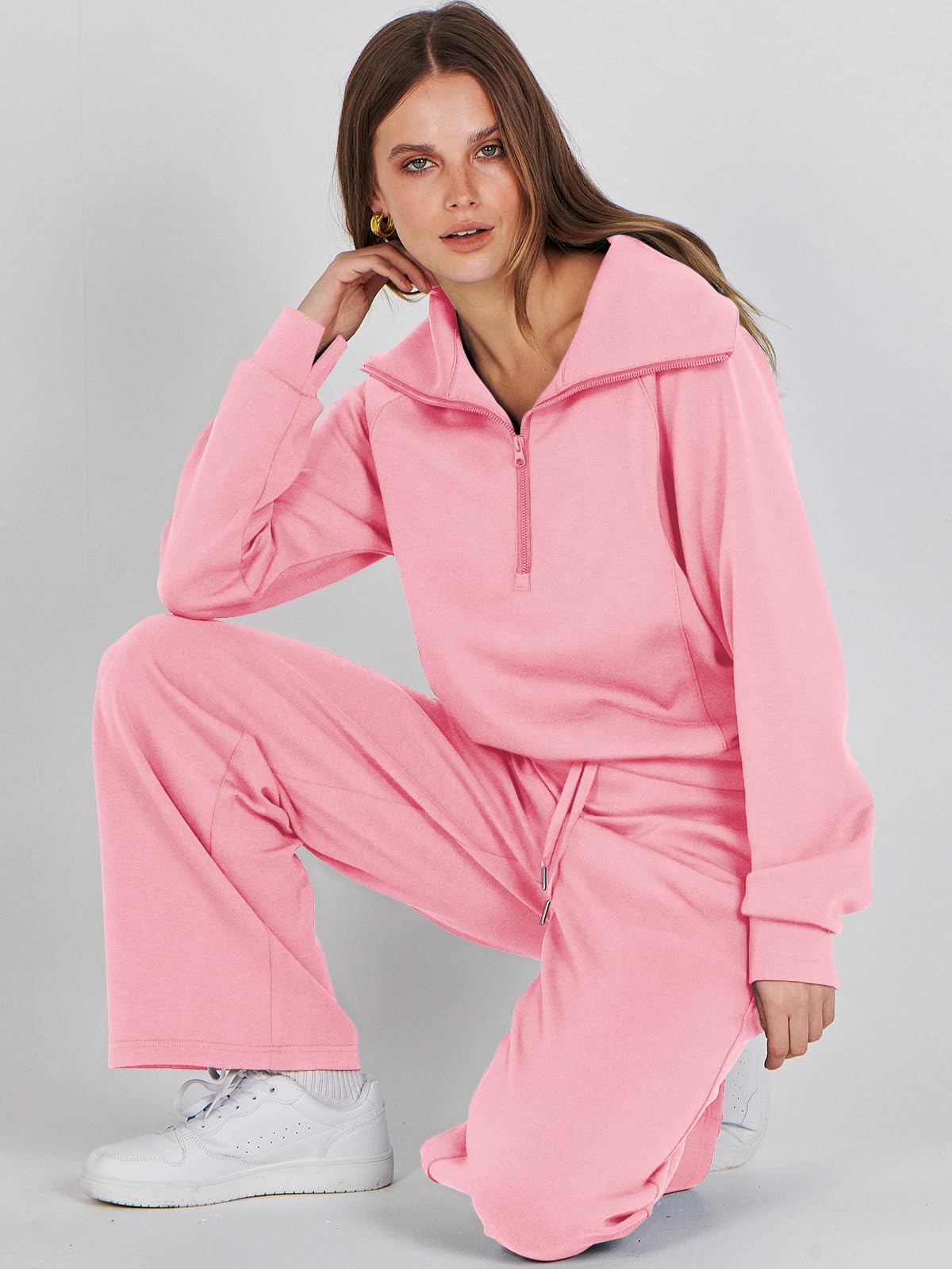 ANRABESS Women 2 Piece Outfits Sweatsuit Oversized Sweatshirt Sweatpants Tracksuit Sweat Lounge Matching Set 2024 Fall Trendy