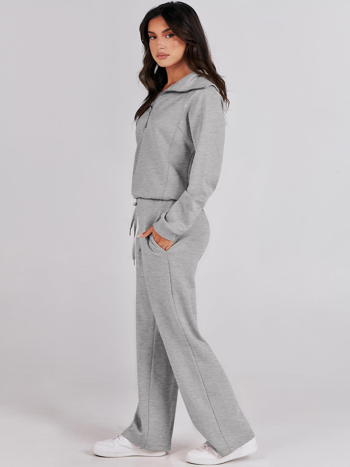 ANRABESS Women 2 Piece Outfits Sweatsuit Oversized Sweatshirt Sweatpants Tracksuit Sweat Lounge Matching Set 2024 Fall Trendy