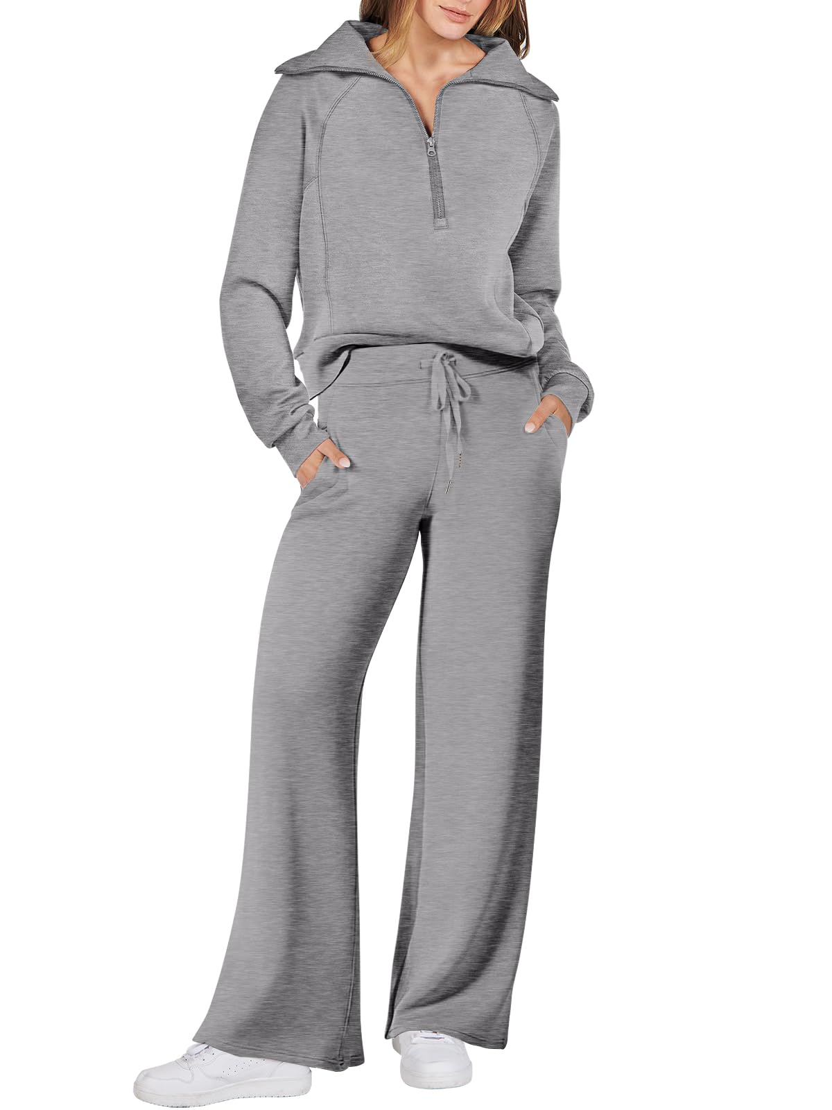 ANRABESS Women 2 Piece Outfits Sweatsuit Oversized Sweatshirt Sweatpants Tracksuit Sweat Lounge Matching Set 2024 Fall Trendy