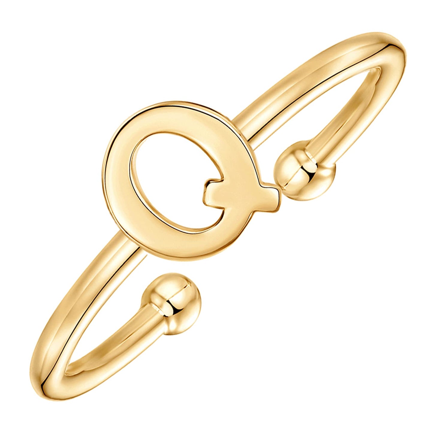 PAVOI 14K Gold Plated Initial Adjustable Ring | Womens Initial Ring | Fasion Ring Women