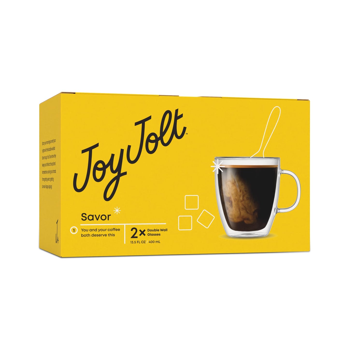 JoyJolt Savor Double Wall Insulated Glasses Espresso Mugs (Set of 2) - 5.4-Ounces