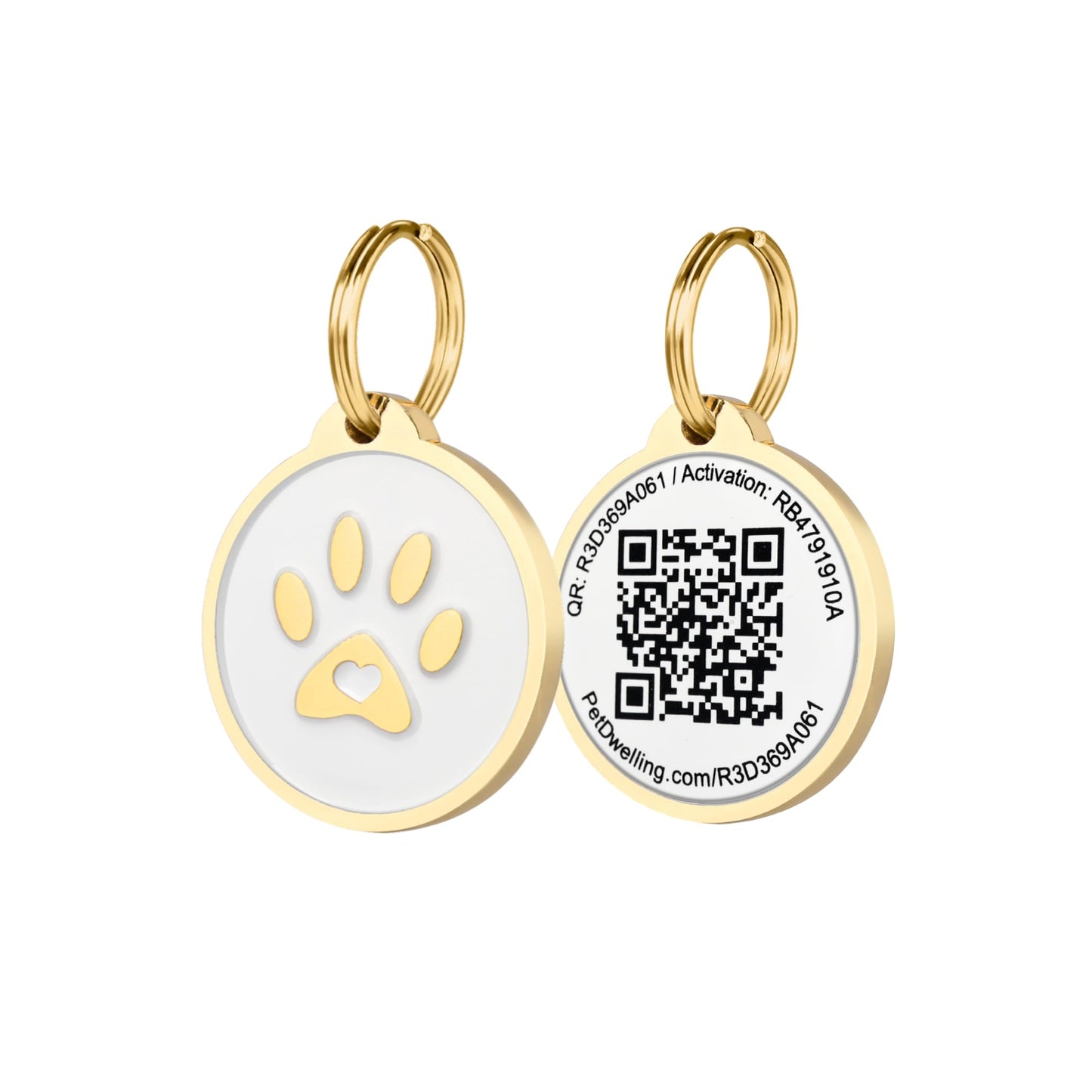 Premium Pet ID Tag for Dogs and Cats: Easy Scan QR Code, Instant Online Pet Profile Access, & Scan Location Alerts(Lux Gold Black Paw)