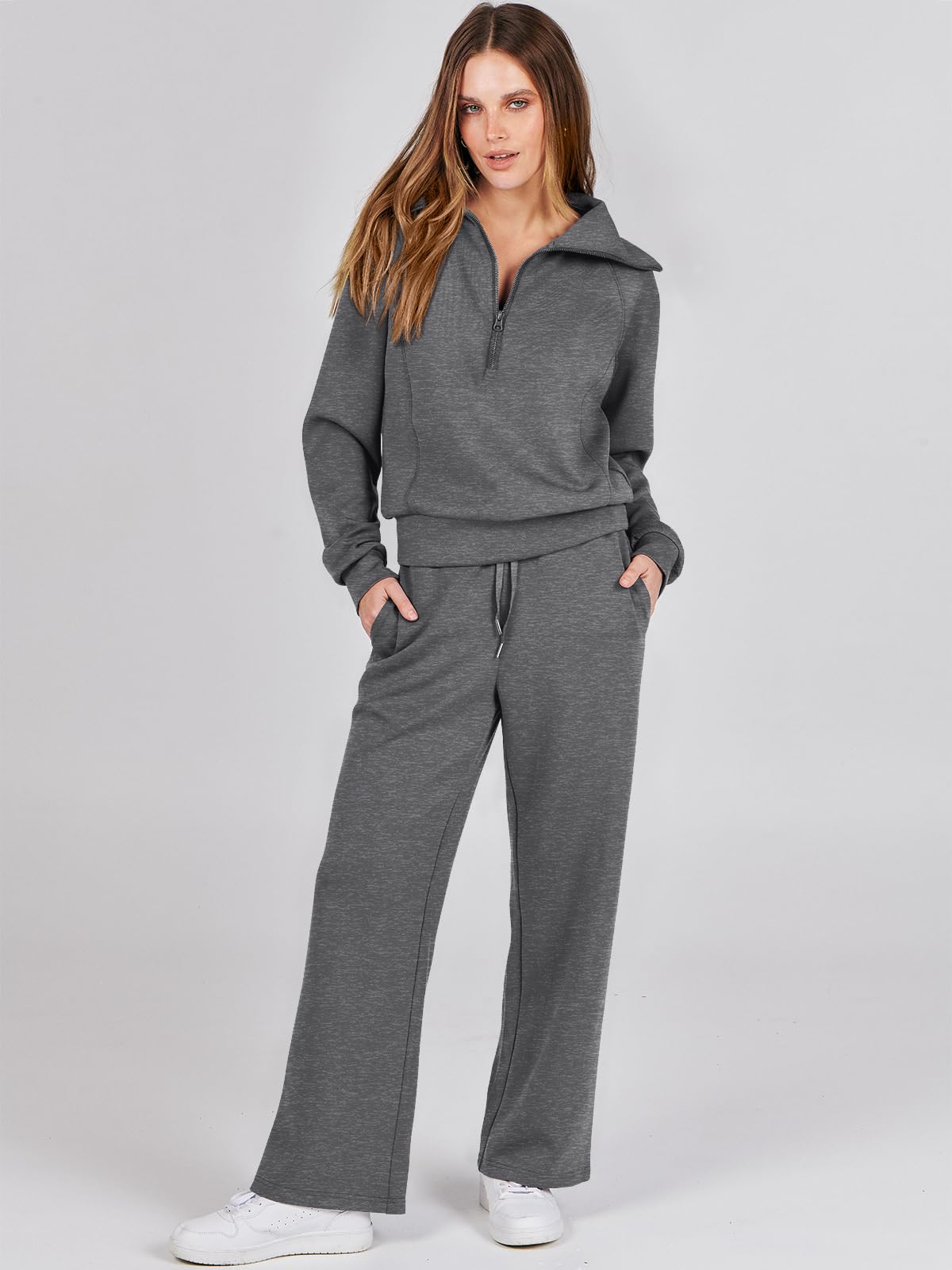 ANRABESS Women 2 Piece Outfits Sweatsuit Oversized Sweatshirt Sweatpants Tracksuit Sweat Lounge Matching Set 2024 Fall Trendy