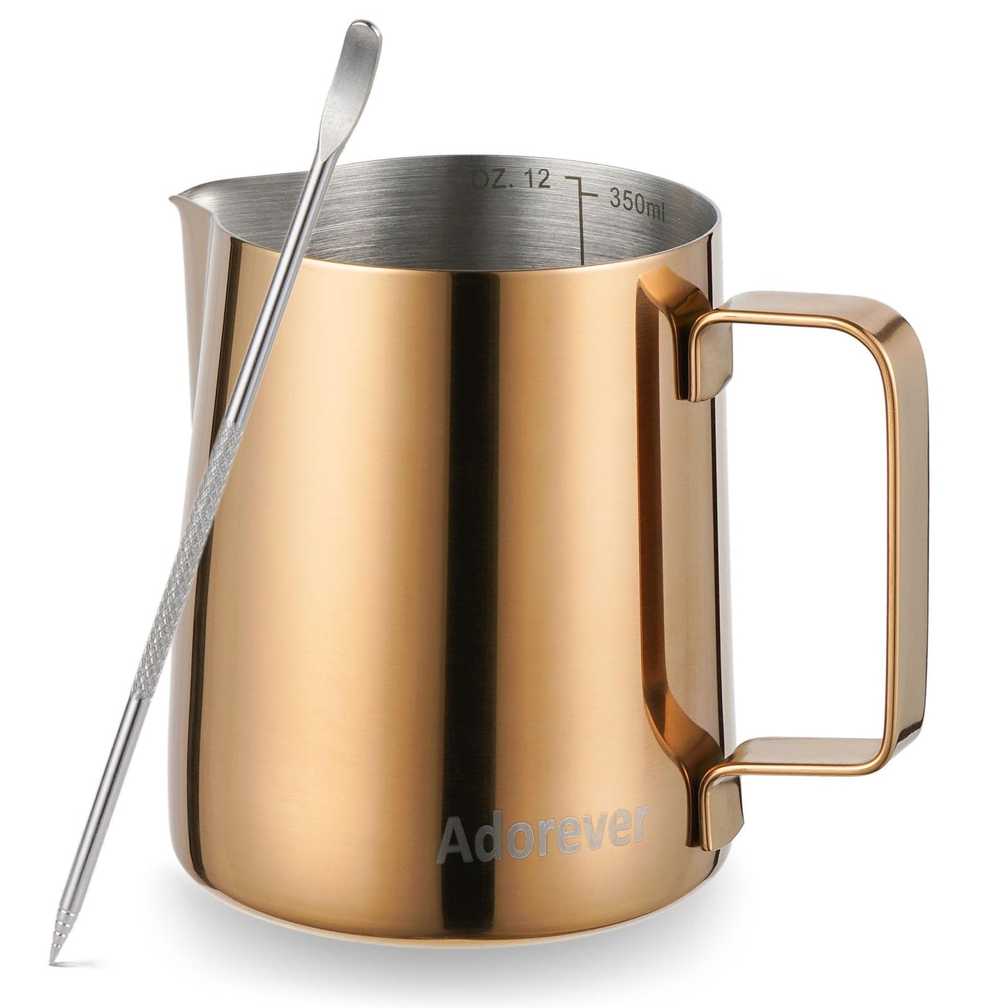 Milk Frothing Pitcher 350ml/600ml/900ml/1500ml (12oz/20oz/32oz/50oz) Steaming Pitchers Stainless Steel Milk/Coffee/Cappuccino/Latte Art Barista Steam Pitchers Milk Jug Cup with Art Pen,12oz