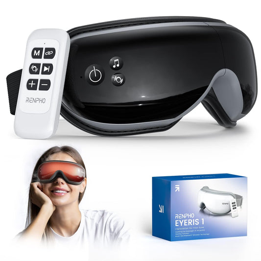 RENPHO Eye Massager, Birthday Valentine's Day Gifts, Eyeris1 Eye Massager FSA HSA with Heat & Remote, Compression, Sleep Eye Mask for Eye Relax, Migraine Relief, Reduce Eye Strain, Improve Sleep