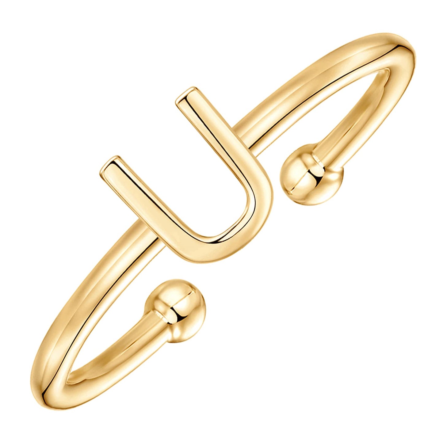 PAVOI 14K Gold Plated Initial Adjustable Ring | Womens Initial Ring | Fasion Ring Women