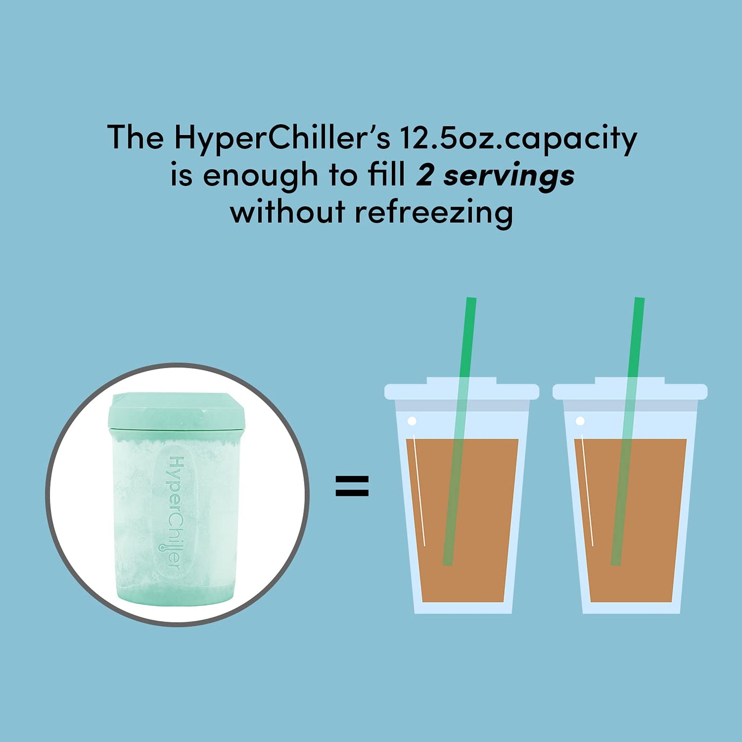 HyperChiller HC3 Patented Iced Coffee/Beverage Cooler, NEW, IMPROVED,STRONGER AND MORE DURABLE! Ready in One Minute, Reusable for Iced Tea, Wine, Spirits, Alcohol, Juice, 12.5 Oz, Black