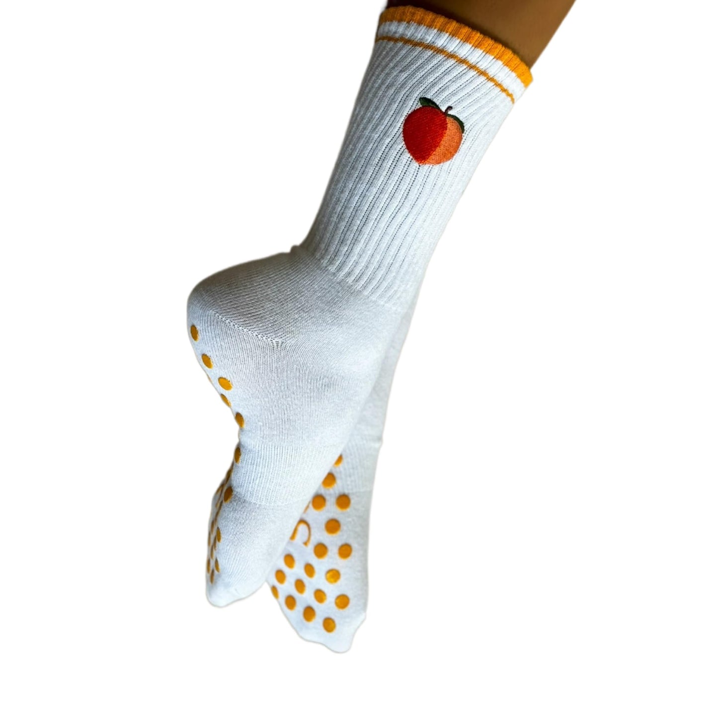 Non-Slip Pilates Socks with Grips for Women | Anti Skid Athletic Socks | 1 Pair | Size 5-9 | Peach