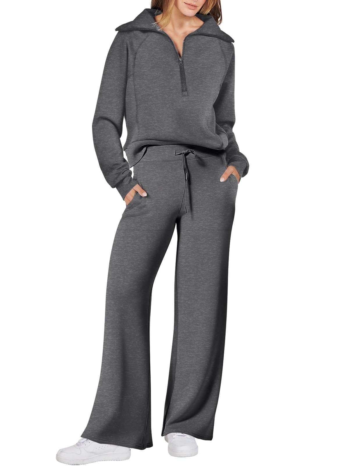 ANRABESS Women 2 Piece Outfits Sweatsuit Oversized Sweatshirt Sweatpants Tracksuit Sweat Lounge Matching Set 2024 Fall Trendy