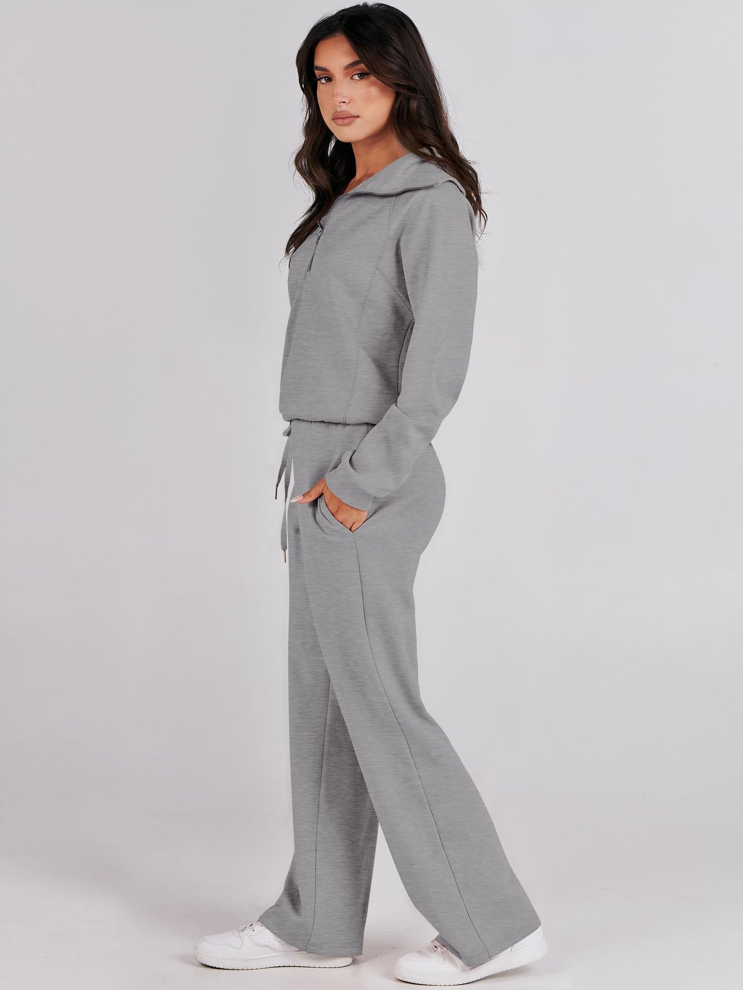 ANRABESS Women 2 Piece Outfits Sweatsuit Oversized Sweatshirt Sweatpants Tracksuit Sweat Lounge Matching Set 2024 Fall Trendy