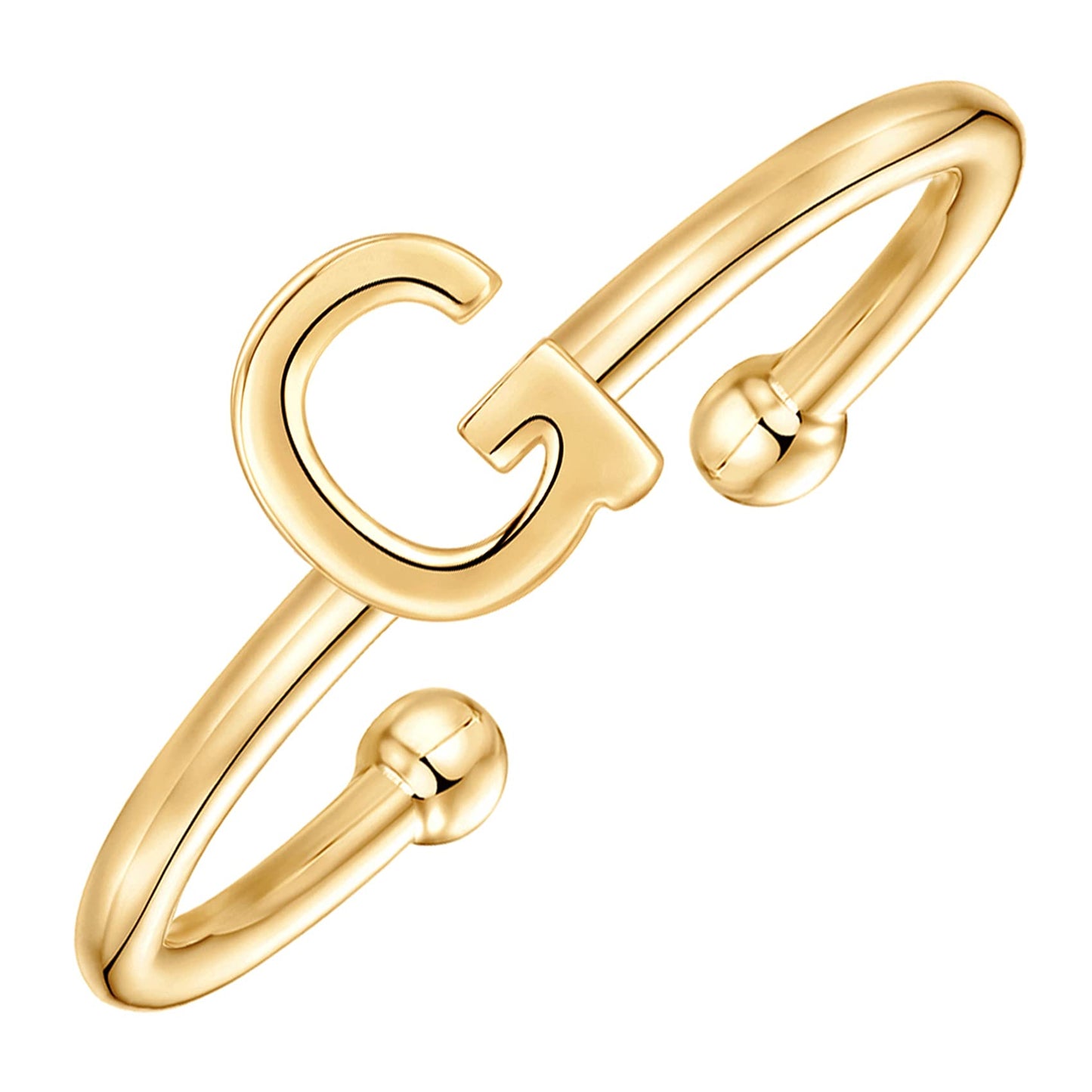 PAVOI 14K Gold Plated Initial Adjustable Ring | Womens Initial Ring | Fasion Ring Women