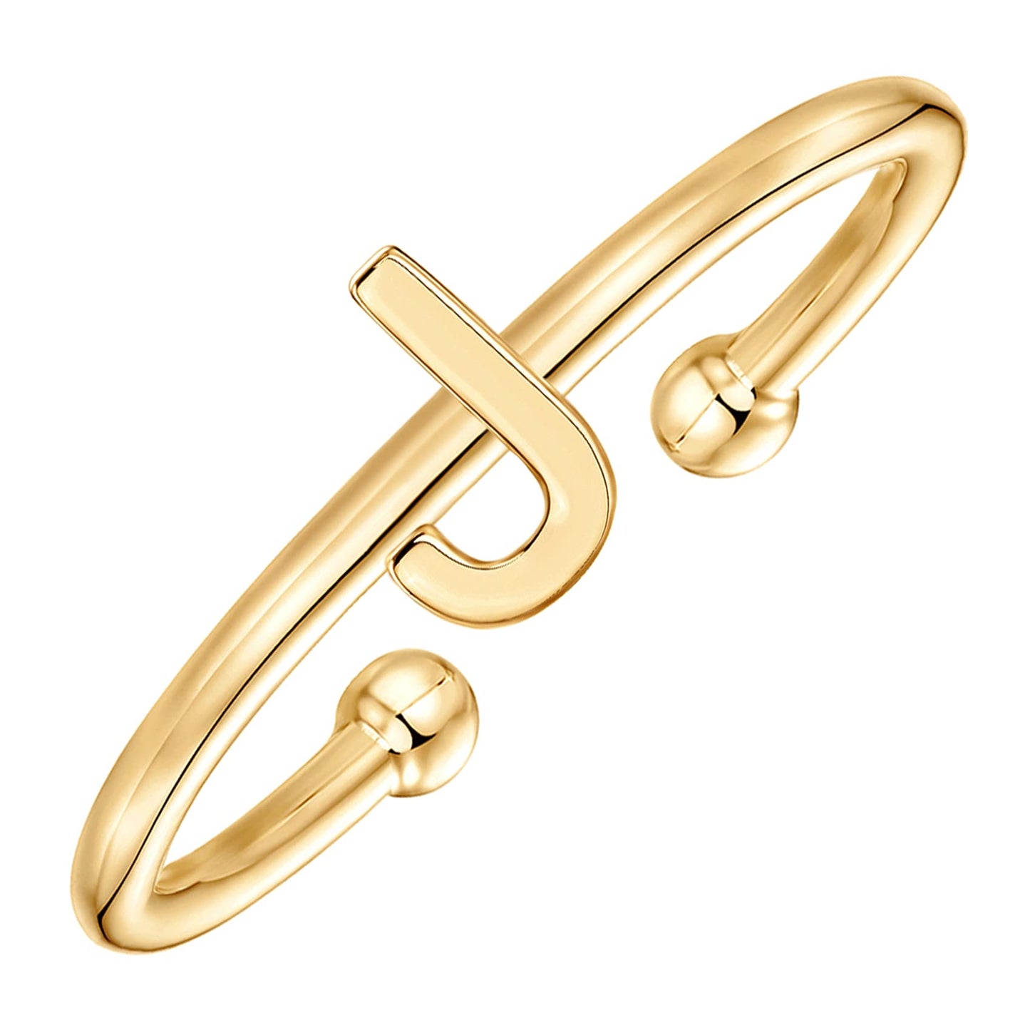 PAVOI 14K Gold Plated Initial Adjustable Ring | Womens Initial Ring | Fasion Ring Women