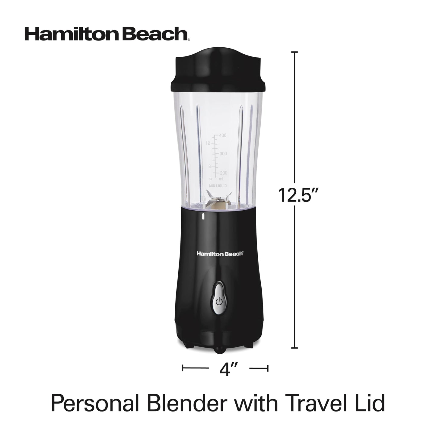 Hamilton Beach Portable Blender for Shakes and Smoothies with 14 Oz BPA Free Travel Cup and Lid, Durable Stainless Steel Blades for Powerful Blending Performance, Coral (51171)