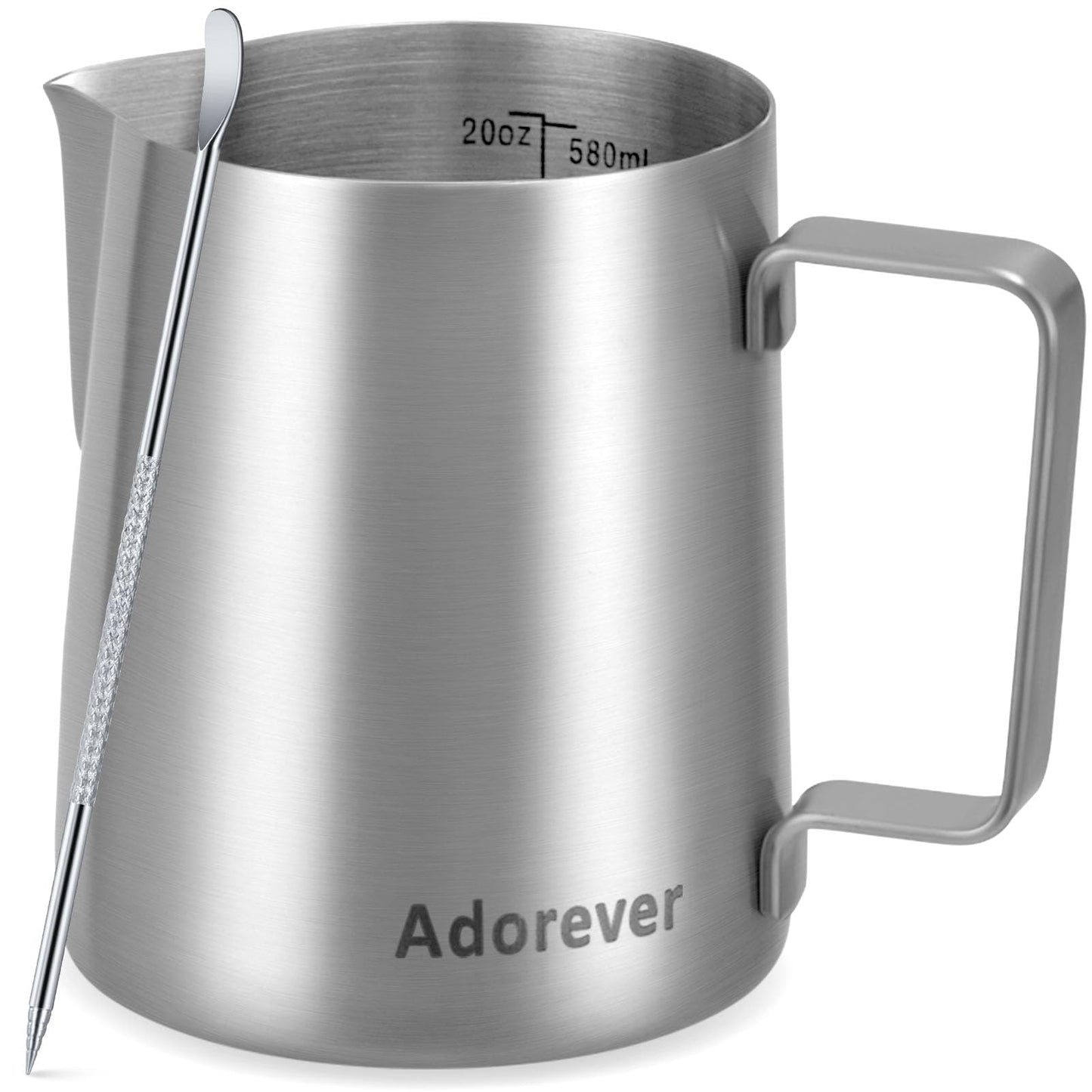 Milk Frothing Pitcher 350ml/600ml/900ml/1500ml (12oz/20oz/32oz/50oz) Steaming Pitchers Stainless Steel Milk/Coffee/Cappuccino/Latte Art Barista Steam Pitchers Milk Jug Cup with Art Pen,12oz