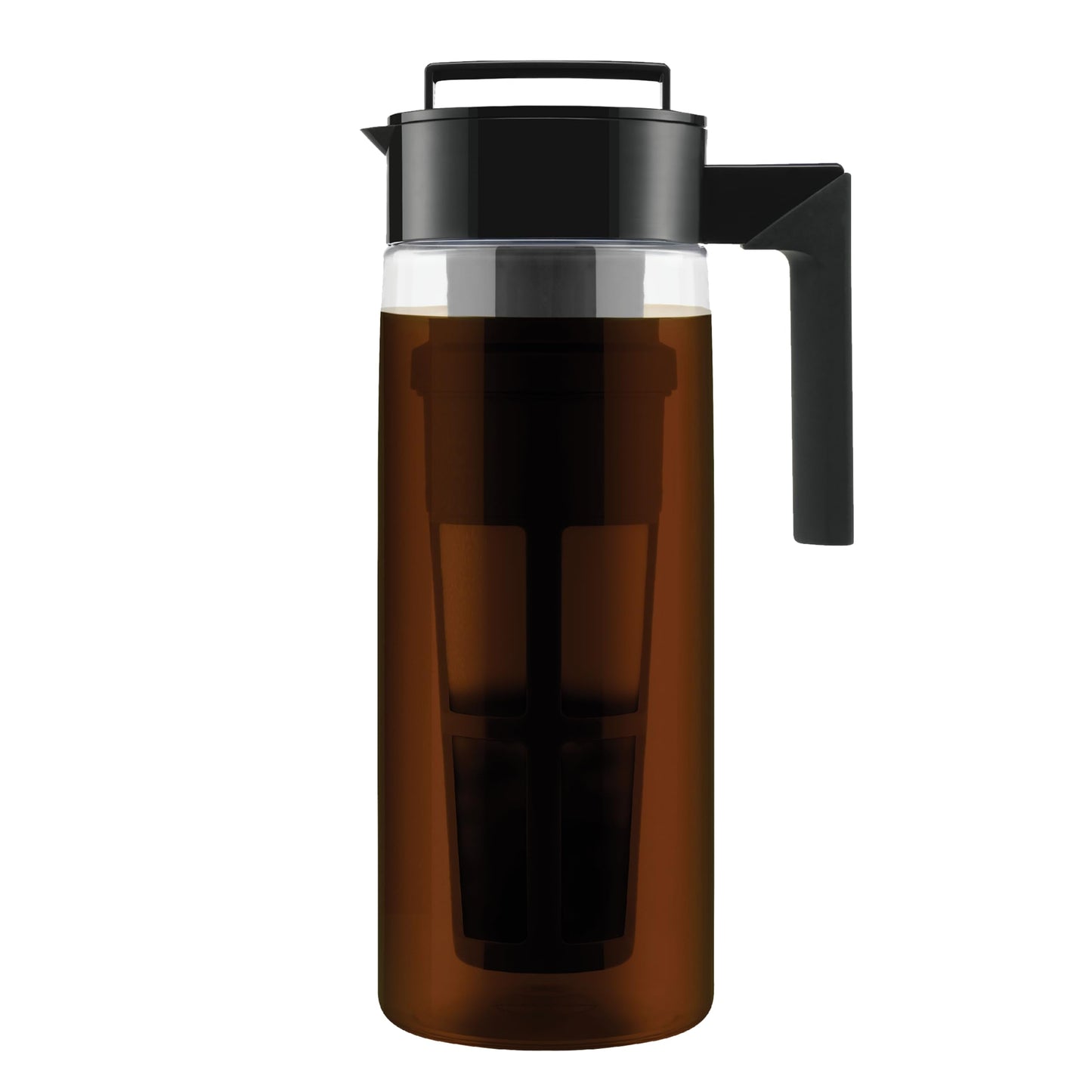 Takeya Patented Deluxe Cold Brew Coffee Maker with Black Lid Airtight Pitcher, 1 Quart, Black