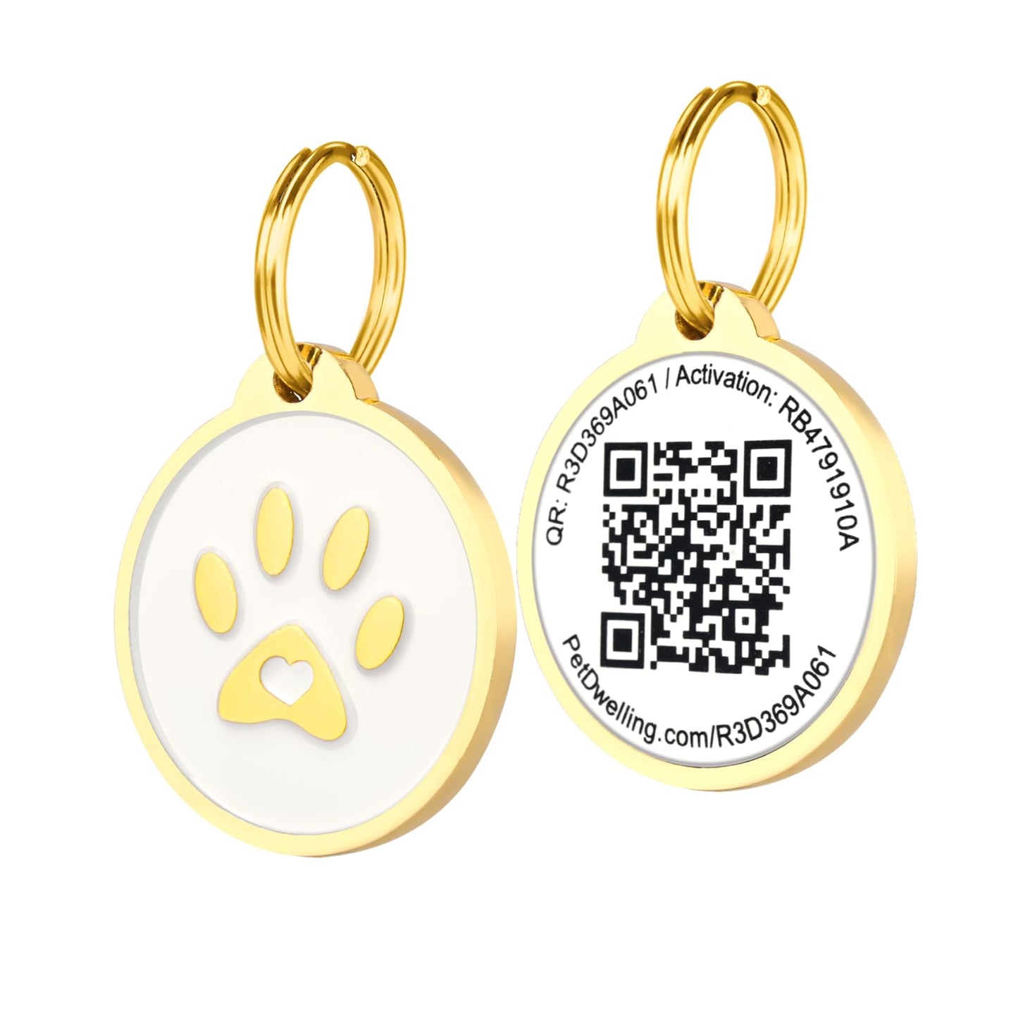 Premium Pet ID Tag for Dogs and Cats: Easy Scan QR Code, Instant Online Pet Profile Access, & Scan Location Alerts(Lux Gold Black Paw)