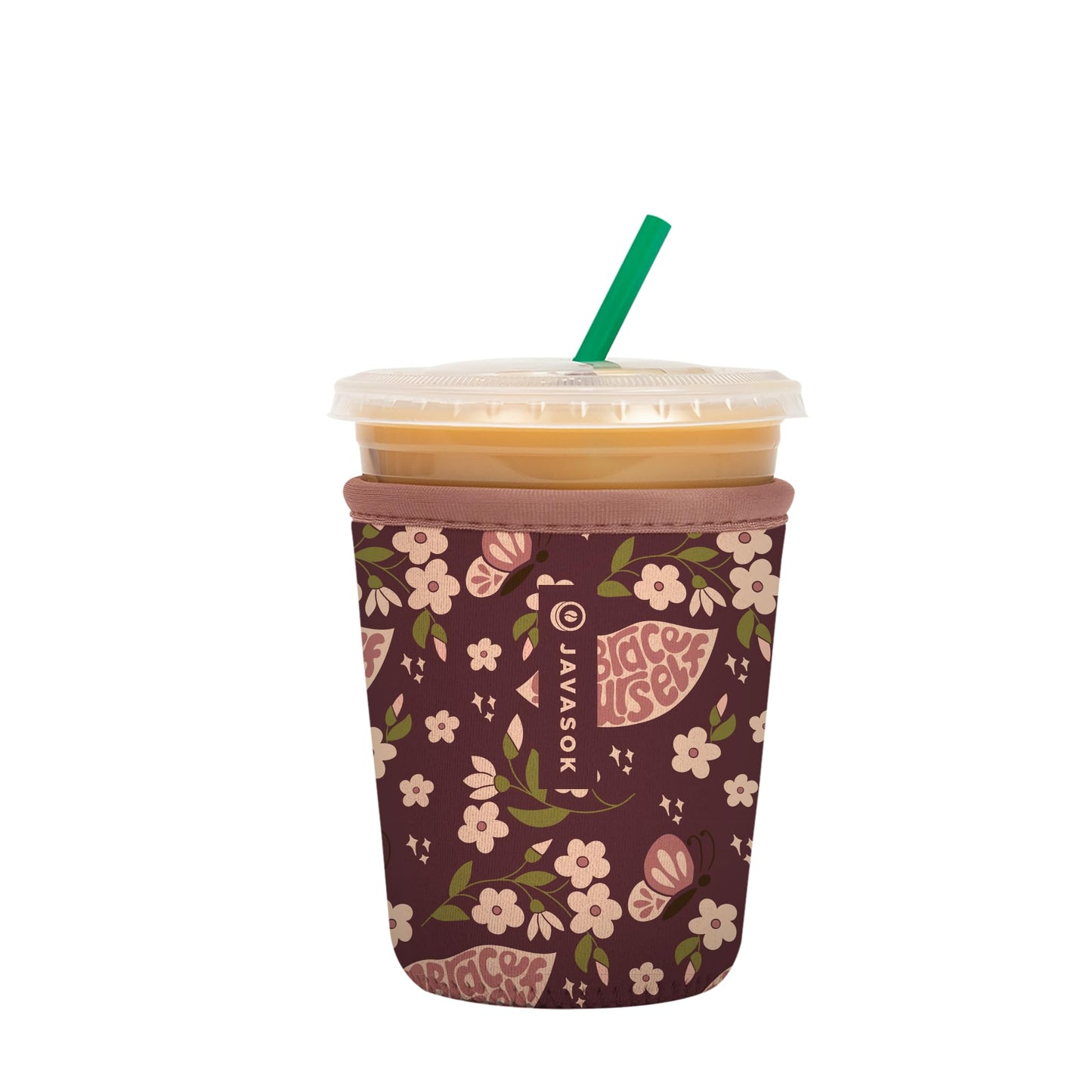 Sok It Java Sok Iced Coffee & Cold Soda Insulated Neoprene Cup Sleeve (English Garden Picnic, Medium: 22-28oz)