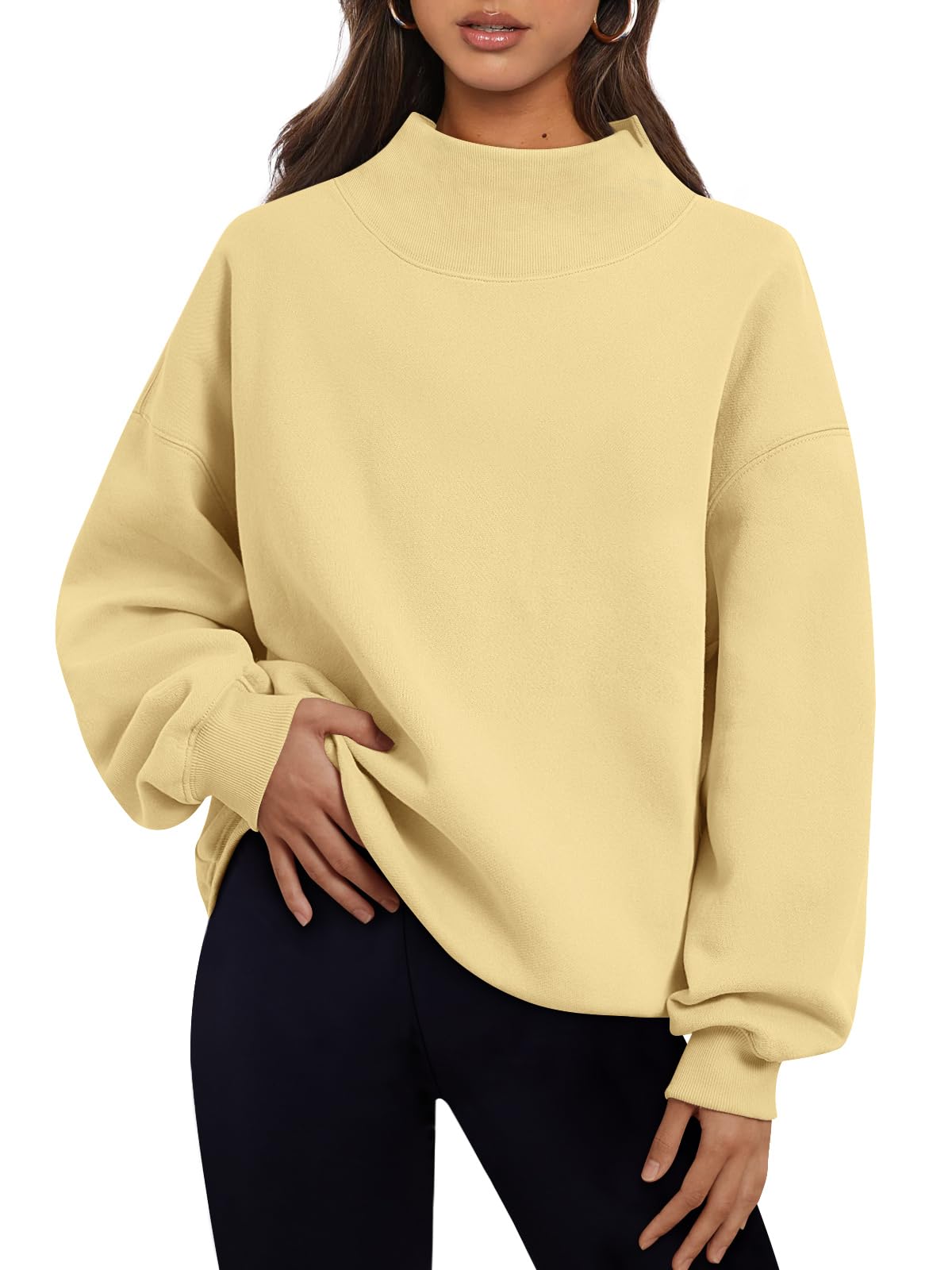 Trendy Queen Womens Oversized Sweatshirts Turtleneck Pullover Long Sleeve Hoodies Tops Fall Fashion Outfits 2025 Clothes