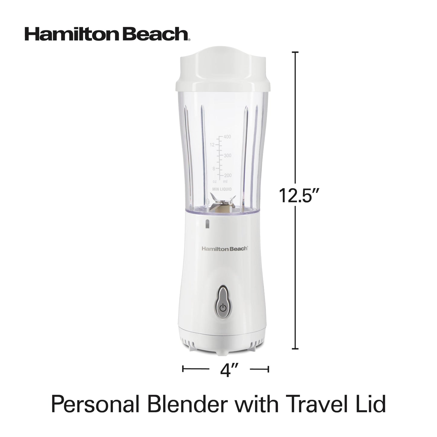 Hamilton Beach Portable Blender for Shakes and Smoothies with 14 Oz BPA Free Travel Cup and Lid, Durable Stainless Steel Blades for Powerful Blending Performance, Coral (51171)