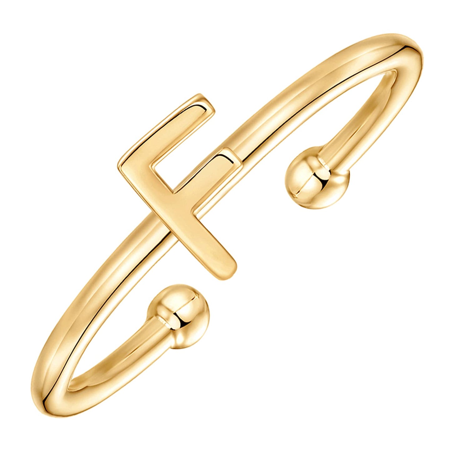 PAVOI 14K Gold Plated Initial Adjustable Ring | Womens Initial Ring | Fasion Ring Women