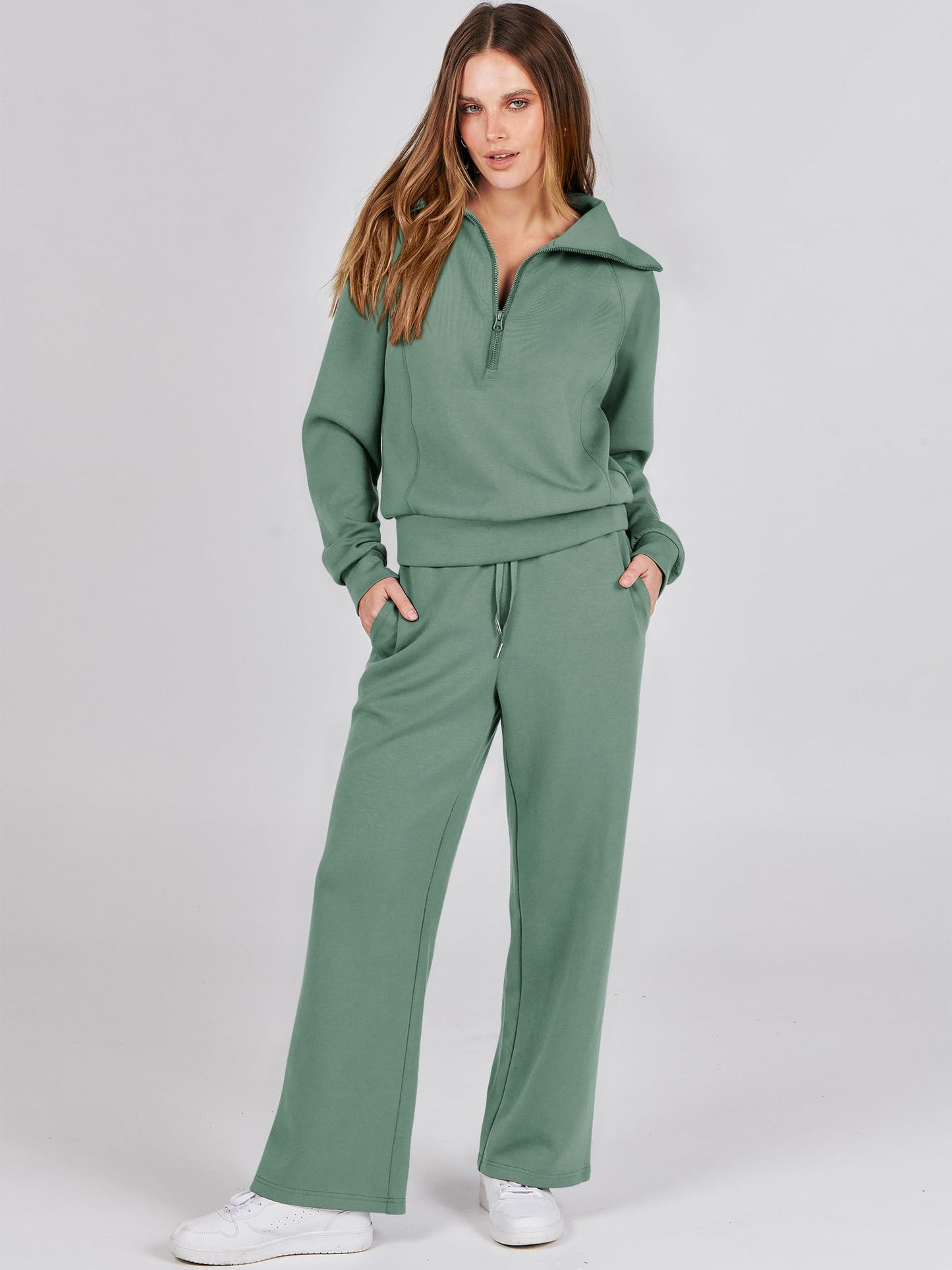 ANRABESS Women 2 Piece Outfits Sweatsuit Oversized Sweatshirt Sweatpants Tracksuit Sweat Lounge Matching Set 2024 Fall Trendy