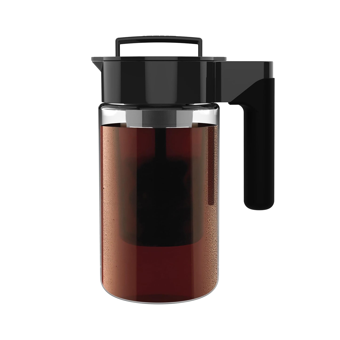 Takeya Patented Deluxe Cold Brew Coffee Maker with Black Lid Airtight Pitcher, 1 Quart, Black